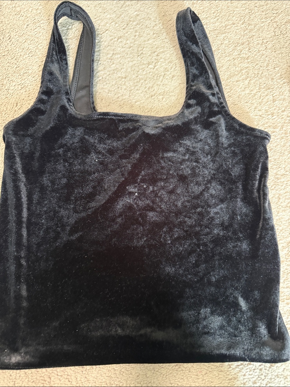 Express Black Velvet Square Neck Tank Top